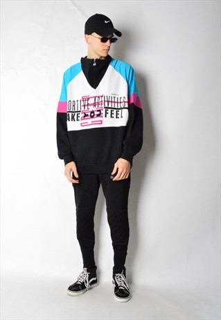 VINTAGE 90S COLOURFUL 1/3 ZIPPER SWEATSHIRT