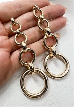 Gold Loop Chain Drop Earrings