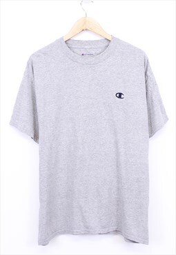 Vintage Champion T Shirt Grey Short Sleeve With Chest Logo