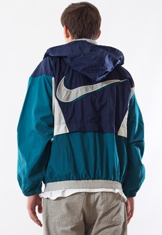 VINTAGE NIKE TRACKSUIT 90S BLUE BIG LOGO HOODED