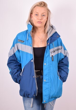 WOMENS VINTAGE PADDED JACKET XL BLUE 90S