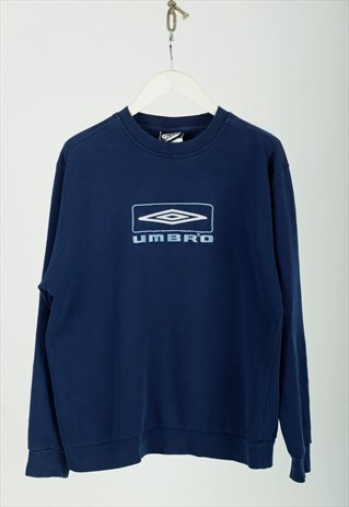 VINTAGE UMBRO NAVY BLUE EMBROIDERED LOGO SWEATSHIRT