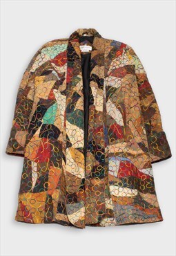 Multicoloured '80s Vintage Patchwork Leather Coat
