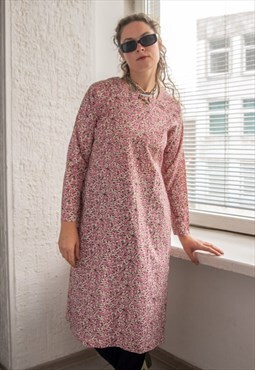 Vintage 80's Multicolour Floral Print Tunic Style Dress
