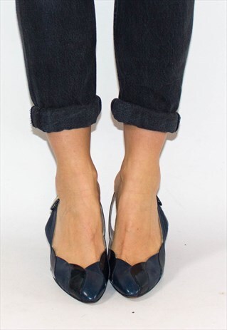 VINTAGE 70'S BLUE LEATHER SLINGBACK HEELS