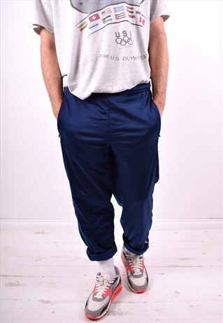 NIKE MENS VINTAGE TRACKSUIT TROUSERS W36 L30 BLUE 90'S