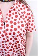 VINTAGE POLKA DOT BLOUSE, WHITE SECRETARY BLOUSE, SIZE M