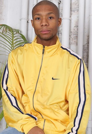 VINTAGE NIKE BIG LOGO TRACK JACKET YELLOW