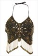 Vintage Beaded Halterneck Party Top - S