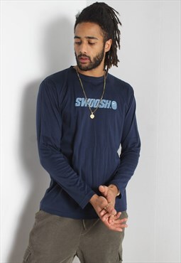 Vintage Nike Swoosh Long Sleeve T-Shirt Blue