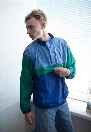 VINTAGE 90'S BLUE COLOUR BLOCK JUMPER