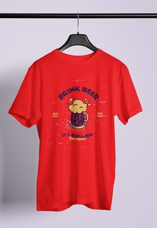 BEER BETTER THAN THERAPY GERMANY RED T-SHIRT TSHIRT TEE