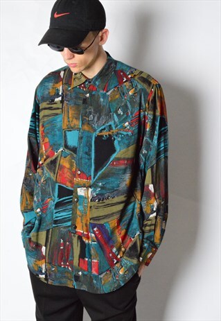 VINTAGE 90S COLOURFUL ABSTRACT LONG SLEEVE SHIRT