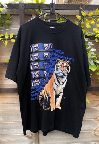 Vintage JTs 1990s black tiger zoo safari T-shirt XL