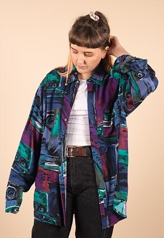 VINTAGE OVERSIZED CRAZY PATTERNED SHIRT /R9080