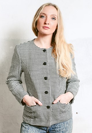 VINTAGE 80S HOUNDSTOOTH PRINT BLAZER