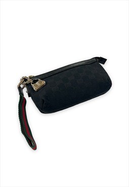 Gucci clutch bag black GG monogram print purse pouchette