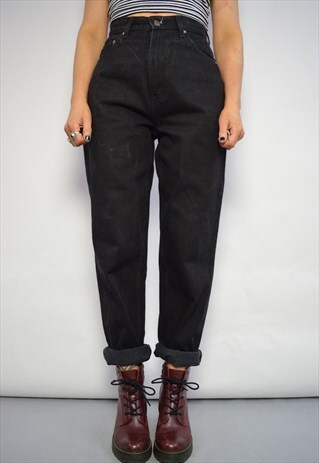 VINTAGE 90S LEVI'S 521 BLACK WASH HIGH WAIST DENIM JEANS