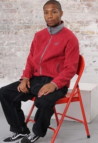 VINTAGE THE NORTH FACE LOGO FULL ZIP FLEECE RED