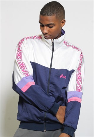 VINTAGE ASICS LOGO TRACK JACKET WHITE