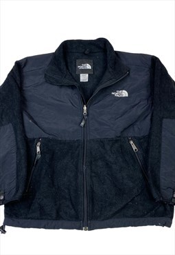 Black the north face logo embroilery full zip up fleece