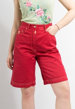 Vintage 80's denim shorts in red golden spikes high waist