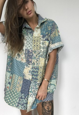 PATTERNED OVERSIZED RETRO VINTAGE UNISEX FESTIVAL SHIRT