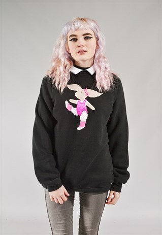VINTAGE BALLERINA RABBIT SWEATER BLACK
