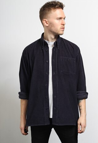VINTAGE CORDUROY CORD SHIRT BLUE
