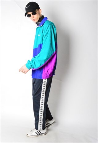 VINTAGE 80S COLOUR BLOCK SHELL TRACK JACKET