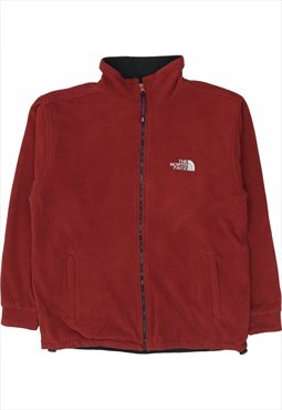 Vintage 90's The North Face Fleece Spellout Zip Up Burgundy