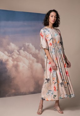 Floral Maxi Dress, Puff Sleeve Dress, Elegant Dress
