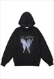 BUTTERFLY HOODIE GRAFFITI PULLOVER RETRO SKATER TOP IN BROWN