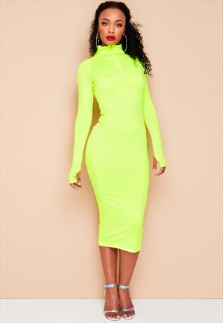 JESSICA NEON YELLOW MIDI DRESS