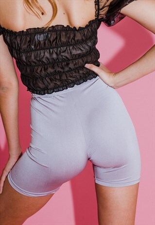 90S INSPIRED LYCRA SHORTS IN SILVER