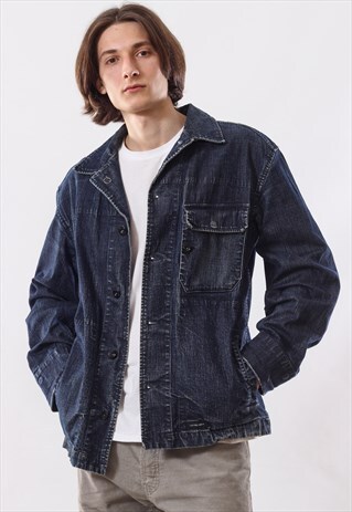 VINTAGE MENS LEVIS WASHED JEANS DENIM OVERSHIRT JACKET