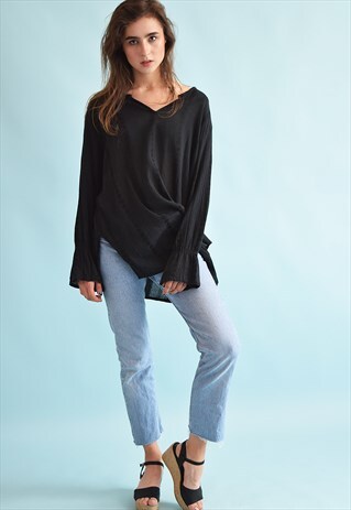 90'S RETRO BOHO FESTIVAL OVERSIZED CORRUGATED BLOUSE