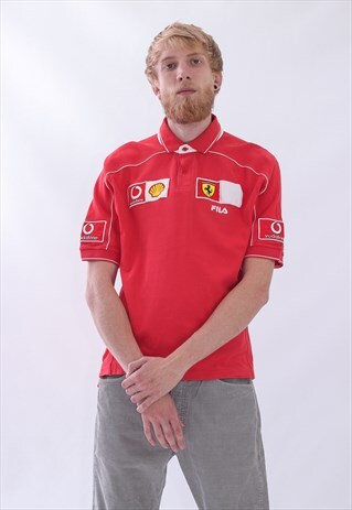 VINTAGE MENS FILA FERRARI F1 RACING TEAM LOGO POLO SHIRT