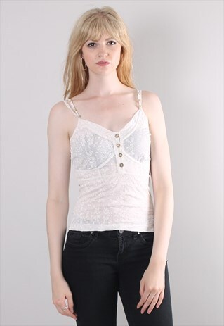 VINTAGE 90S FLORAL PATTERNED BODICE STRAPPY TOP