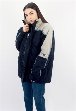 90'S RARE RETRO NAVY OVERSIZED PADDED/PUFFER JACKET