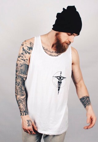 BLACK DAGGER PRINT - WHITE LONG VEST