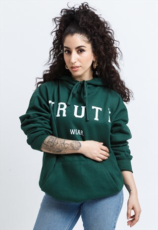 WHITE ON FOREST GREEN T R U T H HOODED TOP