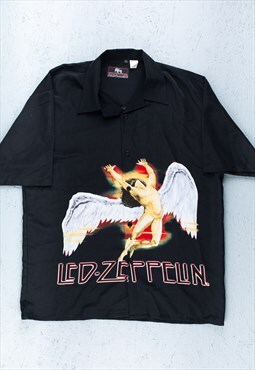 90s Black Led Zeppelin All Over Print  Shirt - VTG0011