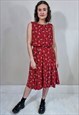 VINTAGE ARCHIVE 80'S STYLE RED PATTERNED DRESS