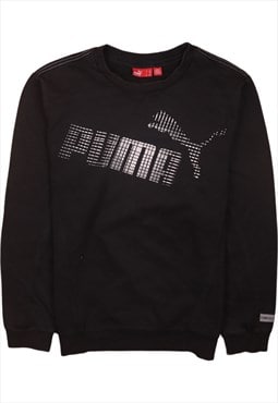 Vintage 90's Puma Sweatshirt Spellout Crew Neck Black XLarge