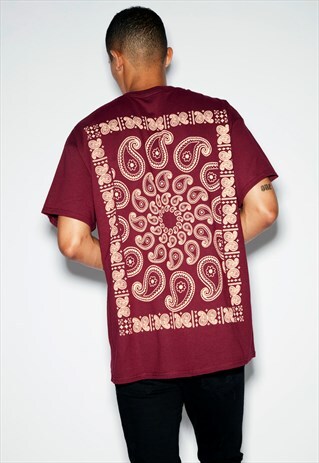 PAISLEY OVERSIZED BURGUNDY TEE