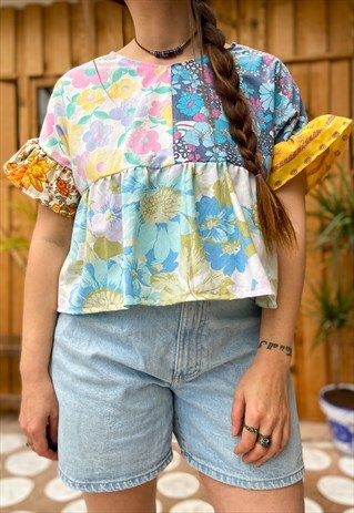 POPPY TOP - PATCHWORK FLORALS - M/L