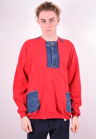 LEE MENS VINTAGE SWEATSHIRT JUMPER XXL RED 90'S