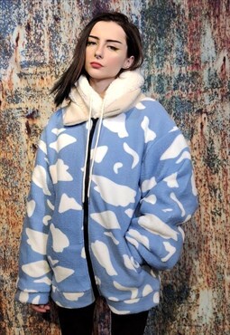 Clouds jacket retro sky bomber space coat in blue white
