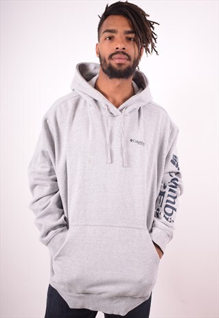 COLUMBIA MENS VINTAGE HOODIE JUMPER XXL GREY 90S